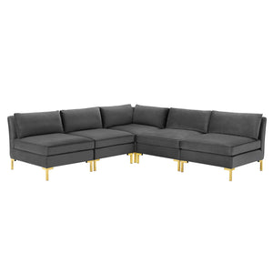 Ardent 5-Piece Performance Velvet Sectional Sofa Gray EEI-4276-GRY