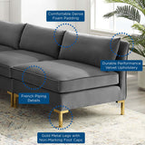 Ardent 5-Piece Performance Velvet Sectional Sofa Gray EEI-4276-GRY