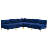 Ardent 5-Piece Performance Velvet Sectional Sofa Navy EEI-4276-NAV