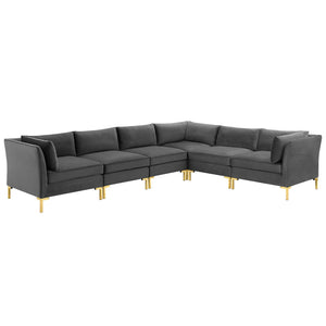 Ardent 6-Piece Performance Velvet Sectional Sofa Gray EEI-4277-GRY