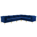 Ardent 6-Piece Performance Velvet Sectional Sofa Navy EEI-4277-NAV