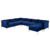 Ardent 7-Piece Performance Velvet Sectional Sofa Navy EEI-4278-NAV