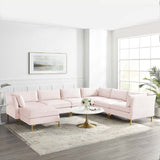 Ardent 7-Piece Performance Velvet Sectional Sofa Pink EEI-4278-PNK