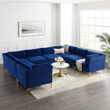 Ardent 8-Piece Performance Velvet Sectional Sofa Navy EEI-4279-NAV