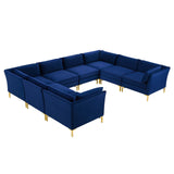 Ardent 8-Piece Performance Velvet Sectional Sofa Navy EEI-4279-NAV