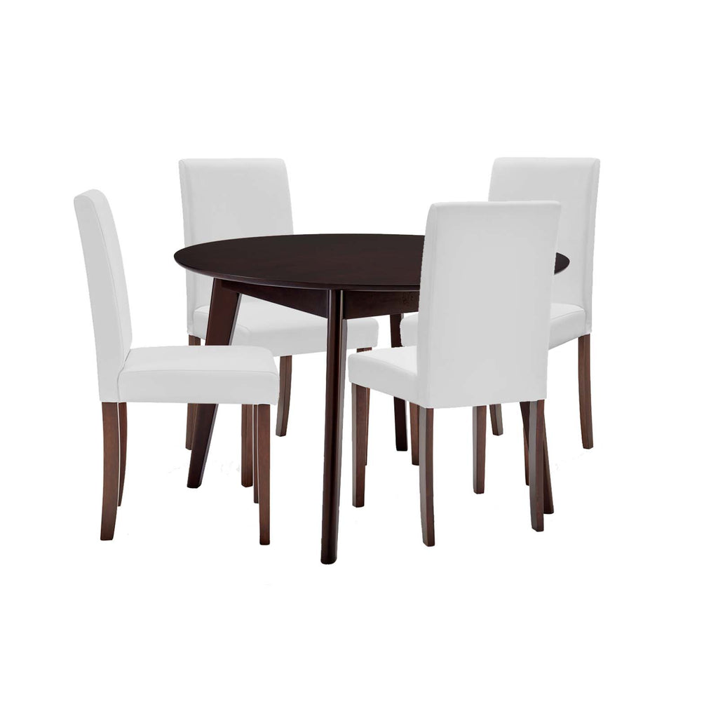 Prosper 5 Piece Faux Leather Dining Set Cappuccino White EEI-4289-CAP-WHI