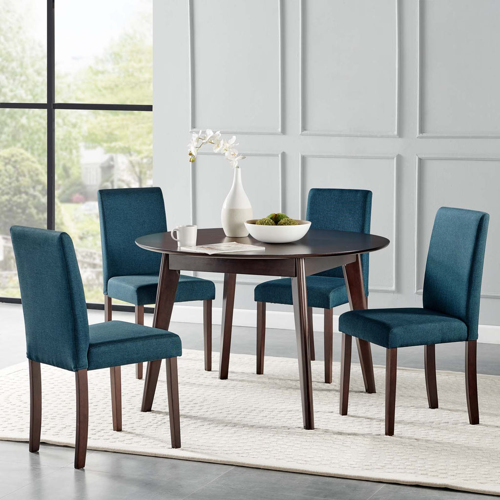 Prosper 5 Piece Upholstered Fabric Dining Set Cappuccino Blue EEI-4290-CAP-BLU