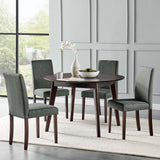 Prosper 5 Piece Upholstered Fabric Dining Set Cappuccino Gray EEI-4290-CAP-GRY