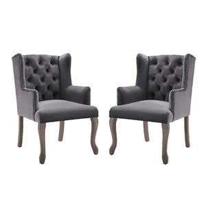 Realm Armchair Performance Velvet Set of 2 Gray EEI-4292-GRY