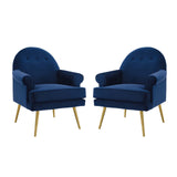 Revive Armchair Performance Velvet Set of 2 Navy EEI-4295-NAV