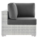 Convene Outdoor Patio Corner Chair Light Gray Charcoal EEI-4296-LGR-CHA