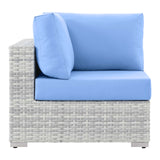 Convene Outdoor Patio Corner Chair Light Gray Light Blue EEI-4296-LGR-LBU