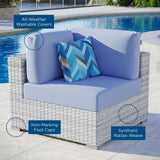 Convene Outdoor Patio Corner Chair Light Gray Light Blue EEI-4296-LGR-LBU