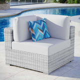 Convene Outdoor Patio Corner Chair Light Gray White EEI-4296-LGR-WHI