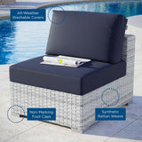 Convene Outdoor Patio Armless Chair Light Gray Navy EEI-4298-LGR-NAV