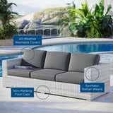 Convene Outdoor Patio Sofa Light Gray Charcoal EEI-4305-LGR-CHA