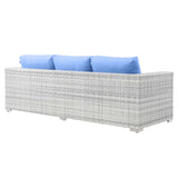 Convene Outdoor Patio Sofa Light Gray Light Blue EEI-4305-LGR-LBU