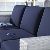 Convene Outdoor Patio Sofa Light Gray Navy EEI-4305-LGR-NAV