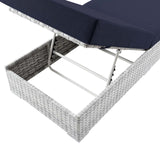 Modway Furniture Convene Outdoor Patio Chaise 0423 Light Gray Navy EEI-4307-LGR-NAV