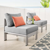 Shore Sunbrella® Fabric Outdoor Patio Aluminum 3 Piece Set Silver Gray EEI-4312-SLV-GRY-SET