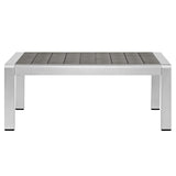 Shore Sunbrella® Fabric Outdoor Patio Aluminum 4 Piece Sectional Sofa Set Silver Gray EEI-4314-SLV-GRY-SET