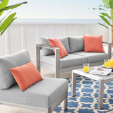 Shore Sunbrella® Fabric Outdoor Patio Aluminum 4 Piece Set Silver Gray EEI-4315-SLV-GRY-SET