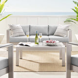 Shore Sunbrella® Fabric Outdoor Patio Aluminum 4 Piece Set Silver Gray EEI-4316-SLV-GRY-SET