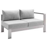 Shore Sunbrella® Fabric Outdoor Patio Aluminum 5 Piece Sectional Sofa Set Silver Gray EEI-4318-SLV-GRY-SET