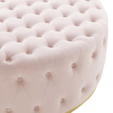 Ensconce Tufted Performance Velvet Round Ottoman Pink EEI-4326-PNK