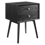 Ember Wood Nightstand With USB Ports Black Black EEI-4343-BLK-BLK