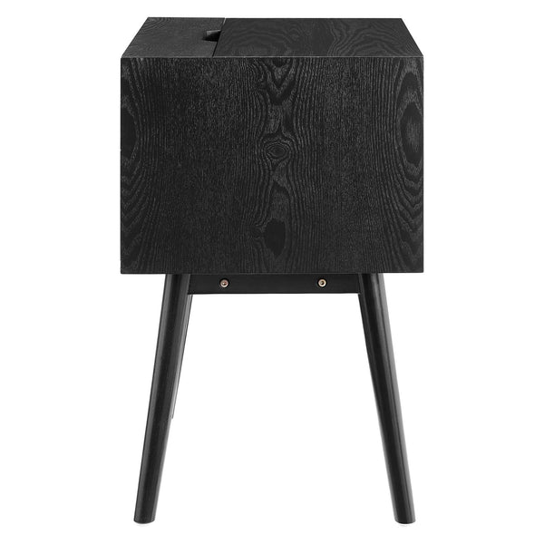 Ember Wood Nightstand With USB Ports Black Black EEI-4343-BLK-BLK