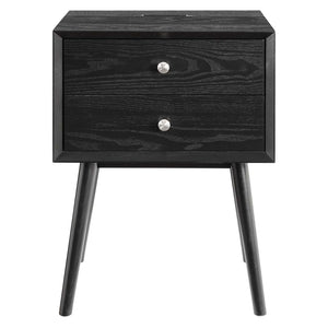 Ember Wood Nightstand With USB Ports Black Black EEI-4343-BLK-BLK