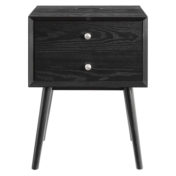 Ember Wood Nightstand With USB Ports Black Black EEI-4343-BLK-BLK