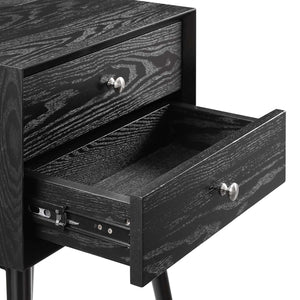 Ember Wood Nightstand With USB Ports Black Black EEI-4343-BLK-BLK