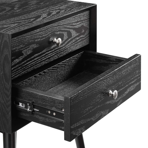 Ember Wood Nightstand With USB Ports Black Black EEI-4343-BLK-BLK