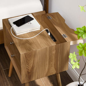 Ember Wood Nightstand With USB Ports Natural Natural EEI-4343-NAT-NAT
