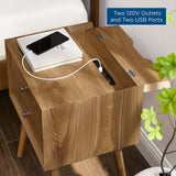 Ember Wood Nightstand With USB Ports Natural Natural EEI-4343-NAT-NAT