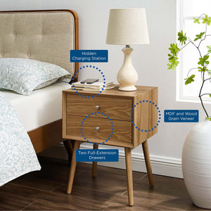 Ember Wood Nightstand With USB Ports Natural Natural EEI-4343-NAT-NAT