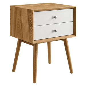 Ember Wood Nightstand With USB Ports Natural White EEI-4343-NAT-WHI