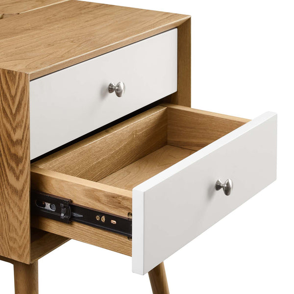 Ember Wood Nightstand With USB Ports Natural White EEI-4343-NAT-WHI