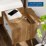 Ember Wood Nightstand With USB Ports Natural White EEI-4343-NAT-WHI