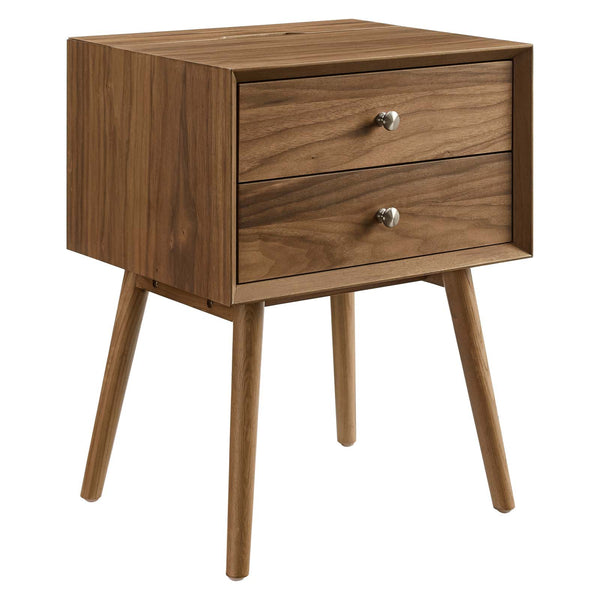 Ember Wood Nightstand With USB Ports Walnut Walnut EEI-4343-WAL-WAL