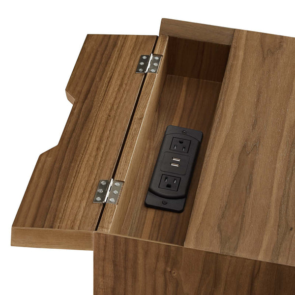 Ember Wood Nightstand With USB Ports Walnut Walnut EEI-4343-WAL-WAL