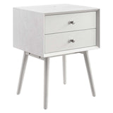 Ember Wood Nightstand With USB Ports White White EEI-4343-WHI-WHI