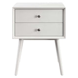 Ember Wood Nightstand With USB Ports White White EEI-4343-WHI-WHI
