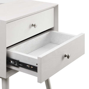 Ember Wood Nightstand With USB Ports White White EEI-4343-WHI-WHI