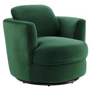 Pirouette Performance Velvet Swivel Armchair Emerald EEI-4345-EME