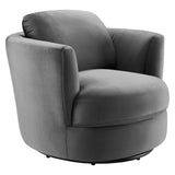 Pirouette Performance Velvet Swivel Armchair Gray EEI-4345-GRY