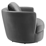 Pirouette Performance Velvet Swivel Armchair Gray EEI-4345-GRY