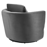 Pirouette Performance Velvet Swivel Armchair Gray EEI-4345-GRY